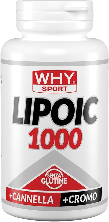 WHY SPORT LIPOIC 1000 - Acido Alfa Lipoico 1000 mg ad Alto Dosaggio - Integratore Alimentare con Cannella e Cromo - 60 Compresse
