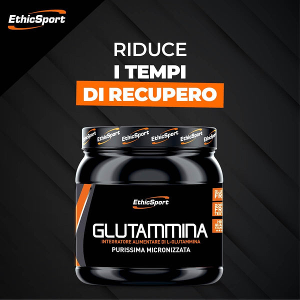 EthicSport - Glutammina - Barattolo da 300 g - Integratore alimentare di L-Glutammina