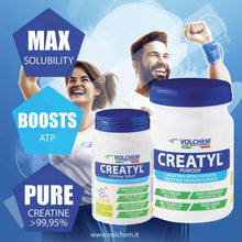 Volchem Creatyl Powder, Integratore Alimentare con Creatina Monoidrato di Grado Farmaceutico, 100% Purezza e Massima Solubilità, Senza Grassi e Conservanti, Barattolo con Polvere Solubile, 300 g