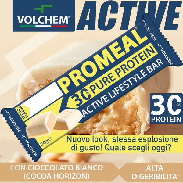 Volchem Promeal Zone 40-30-30, Barretta Proteico-Energetica con Ripartizione di Carboidrati-Proteine-Grassi (40-30-30), Senza Grassi Idrogenati, Scatola da 24 Barrette, Gusto Cookie, 1200 g