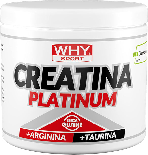 WHY SPORT CREATINA PLATINUM - Creatina - Pre Workout - Integratore Alimentare a Base di Creatina con Arginina e Taurina - 300 g
