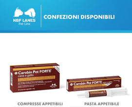 NBF Lanes | Carobin Pet Forte Cane Gatto, 30 Compresse Appetibili, Riduzione Disturbi Acuti dell’Assorbimento Intestinale, Diarree Acute, Convalescenza