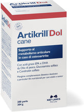 Artikrill Dol Cane, 200 Perle Appetibili, Supporto Metabolismo Articolare in caso di Osteoartrite del Cane Adulto e Senior
