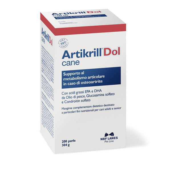 Artikrill Dol Cane, 200 Perle Appetibili, Supporto Metabolismo Articolare in caso di Osteoartrite del Cane Adulto e Senior