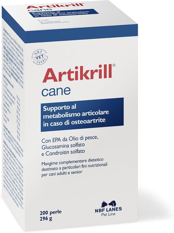 Artikrill Cane, 200 Perle Appetibili, Supporto Metabolismo Articolare in caso di Osteoartrite in Cani Adulti e Senior