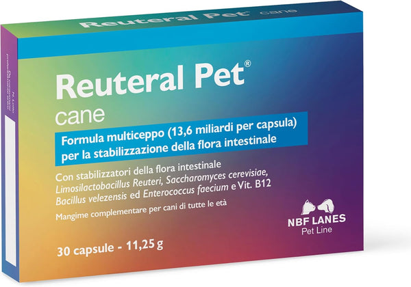 NBF Lanes | Reuteral Pet Cane, 30 Capsule, Probiotico a base di fermenti lattici vivi per la stabilizzazione della Flora intestinale nei Cani