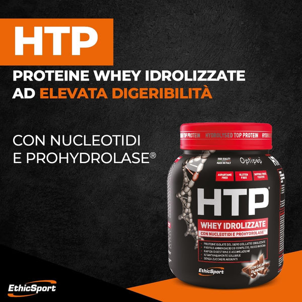 EthicSport - HTP - HYDROLYSED TOP PROTEIN - Barattolo da 750 g - Gusto: Cookies - Integratore alimentare di proteine del siero del latte isolate e idrolizzate, con nucleotidi e ProHydrolase®