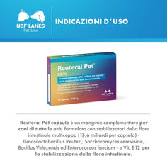 NBF Lanes | Reuteral Pet Cane, 30 Capsule, Probiotico a base di fermenti lattici vivi per la stabilizzazione della Flora intestinale nei Cani