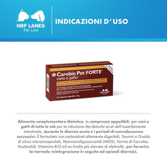 NBF Lanes | Carobin Pet Forte Cane Gatto, 30 Compresse Appetibili, Riduzione Disturbi Acuti dell’Assorbimento Intestinale, Diarree Acute, Convalescenza