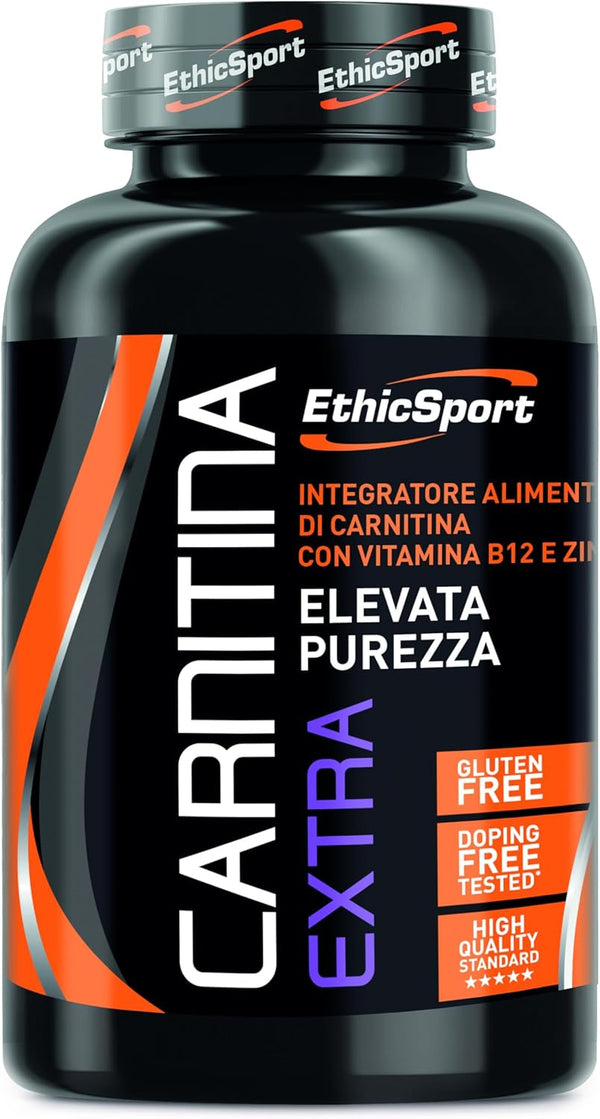 EthicSport - Carnitina Extra - Barattolo da 80 cpr da 1600 mg - Integratore alimentare di Carnitina con Vitamina B12 e Zinco