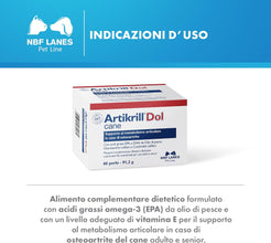 NBF Lanes | Artikrill Dol Cane, 60 Perle Appetibili, Supporto Metabolismo Articolare in caso di Osteoartrite del Cane Adulto e Senior
