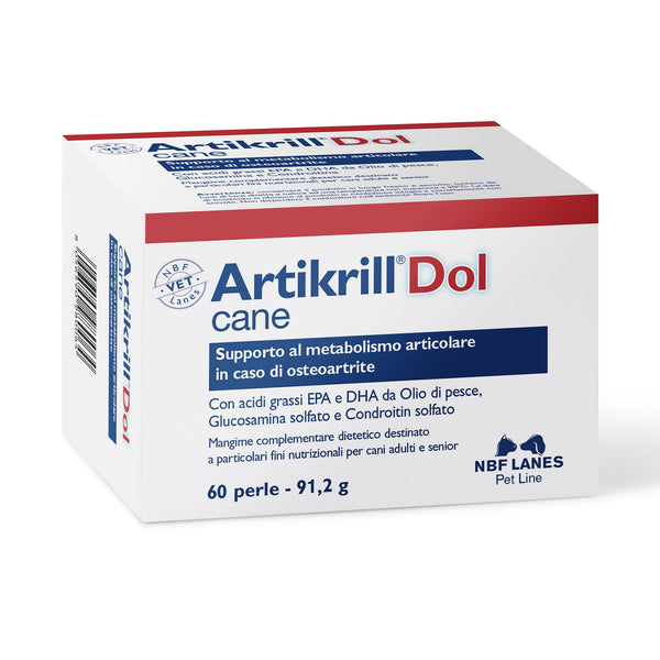 NBF Lanes | Artikrill Dol Cane, 60 Perle Appetibili, Supporto Metabolismo Articolare in caso di Osteoartrite del Cane Adulto e Senior