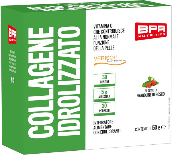 BPR Nutrition - Collagene Idrolizzato Verisol® 30 bustine da 5 g - Collagene idrolizzato, acido ialuronico e vitamina C