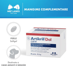 NBF Lanes | Artikrill Dol Cane, 60 Perle Appetibili, Supporto Metabolismo Articolare in caso di Osteoartrite del Cane Adulto e Senior