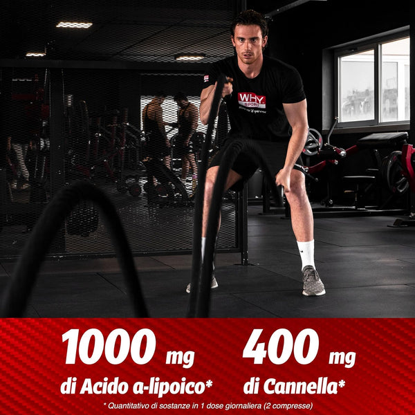 WHY SPORT LIPOIC 1000 - Acido Alfa Lipoico 1000 mg ad Alto Dosaggio - Integratore Alimentare con Cannella e Cromo - 60 Compresse